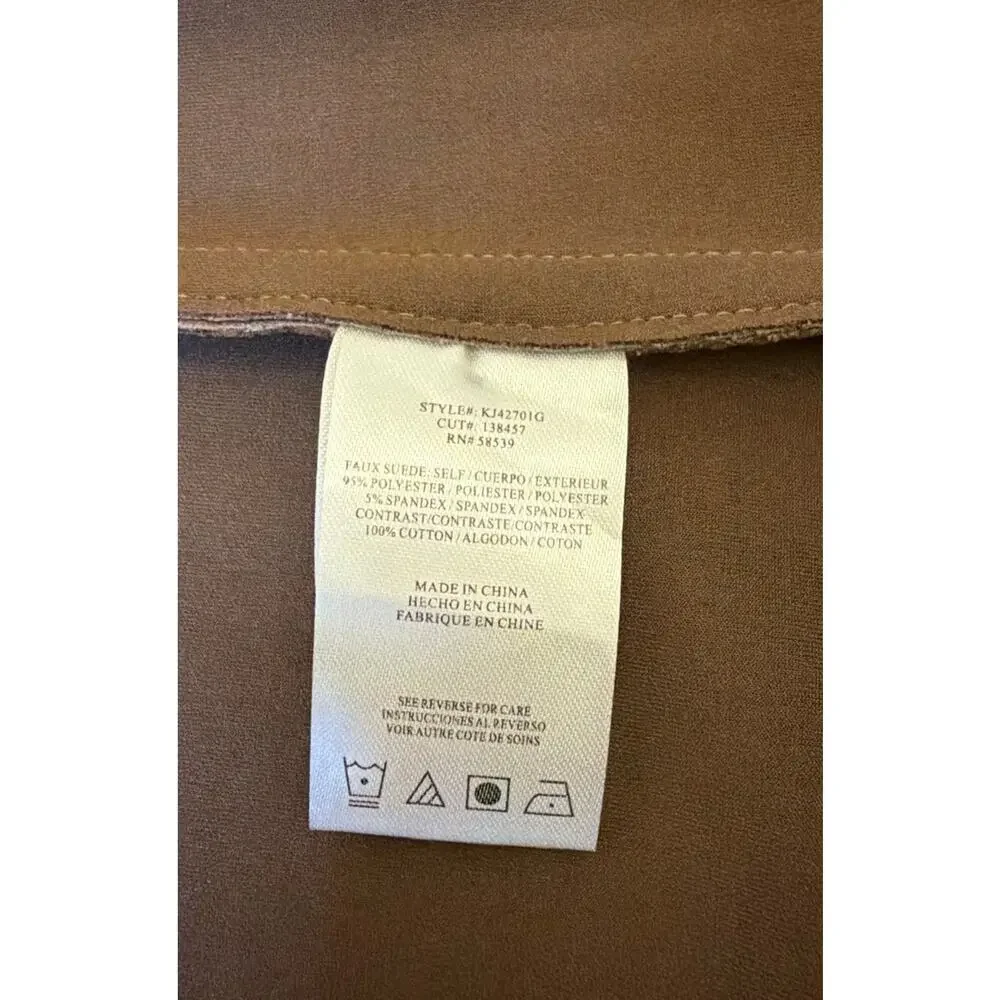 KUT From The Kloth Faux Suede Moto Jacket Taupe Zip Front Womens - Picture 3 of 3